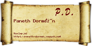 Paneth Dormán névjegykártya